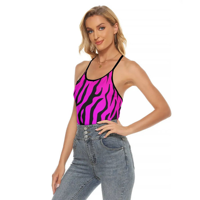Women Pink Tiger Print Tank Top Tiger-Universe