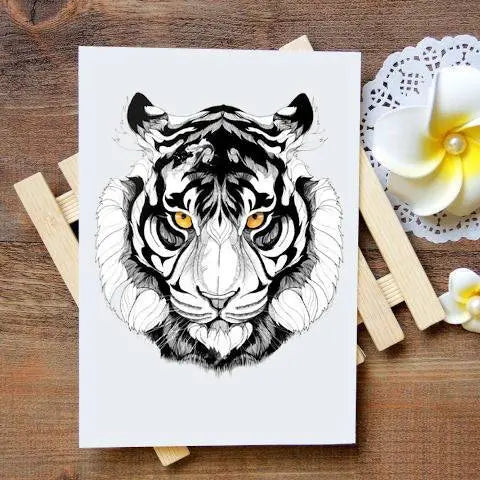 YELLOW EYES TIGER TEMPORARY TATTOO Tiger-Universe